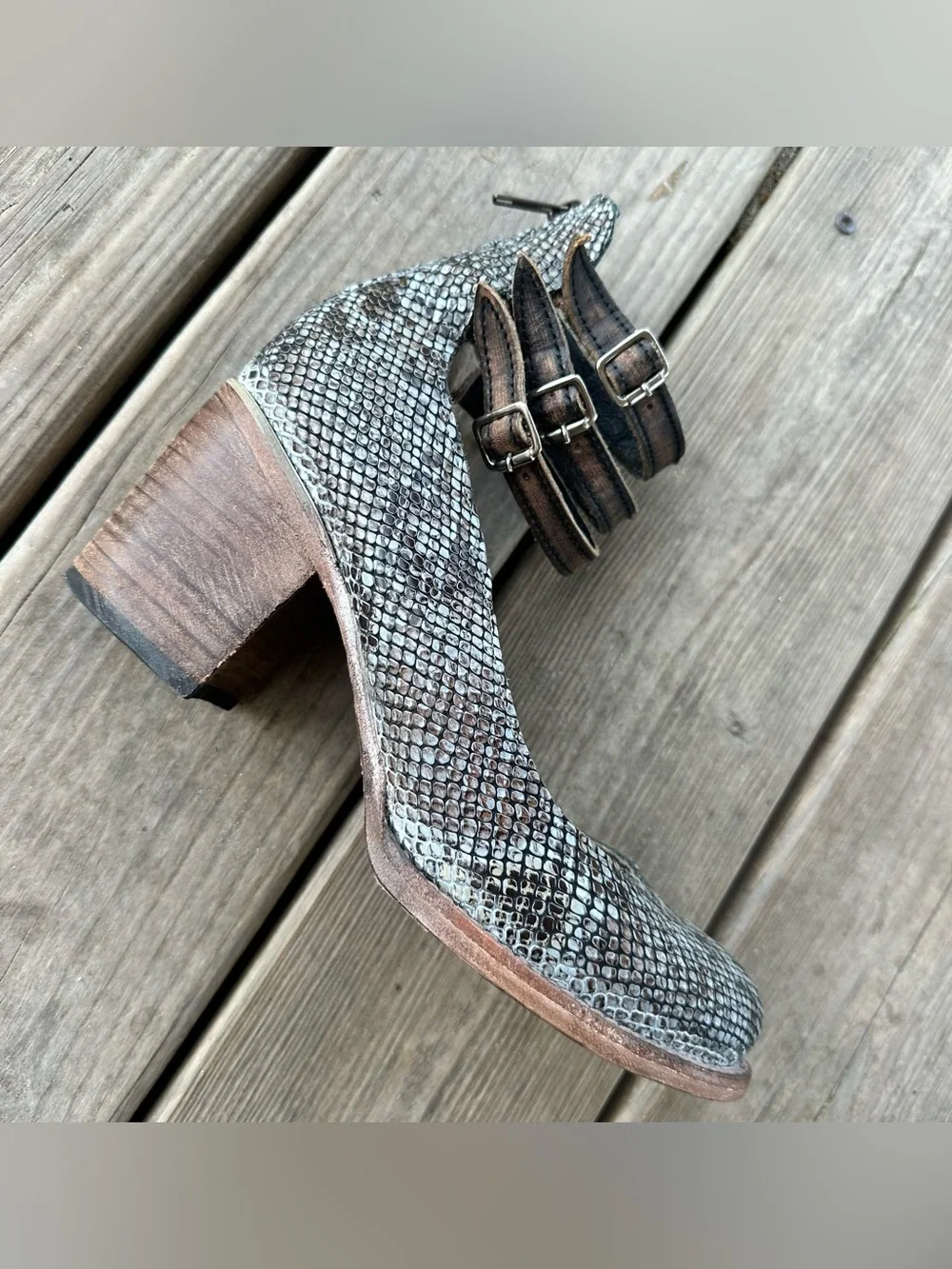 Freebird by Steven Randi Blue Multi Snake Python Heel 9